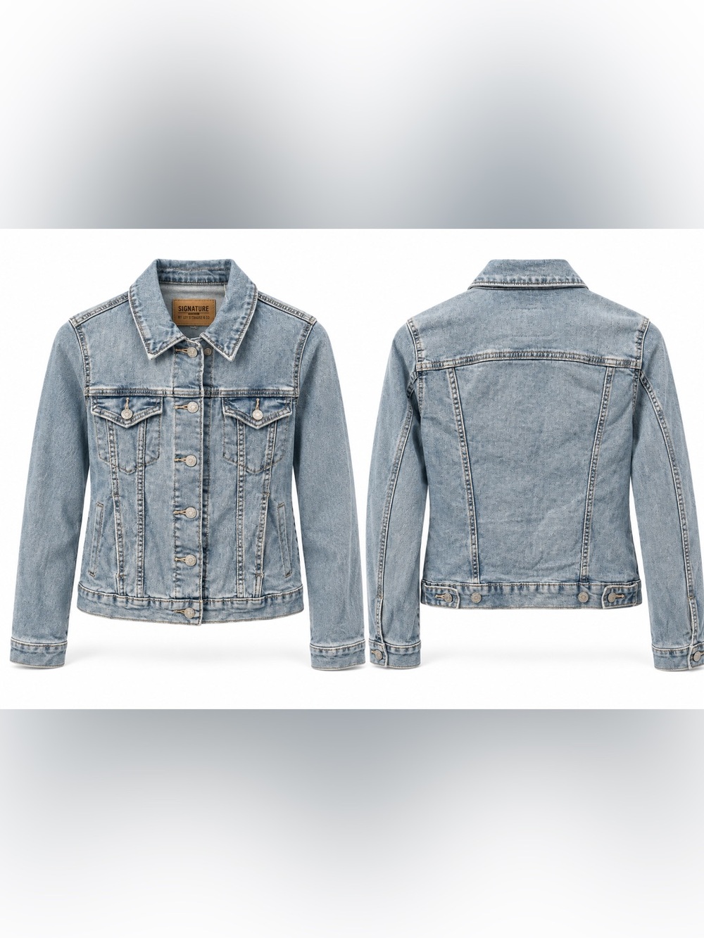 Signature by Levi Strauss Women’s Small Light Wash Denim Trucker Jacket - Picture 3 of 3